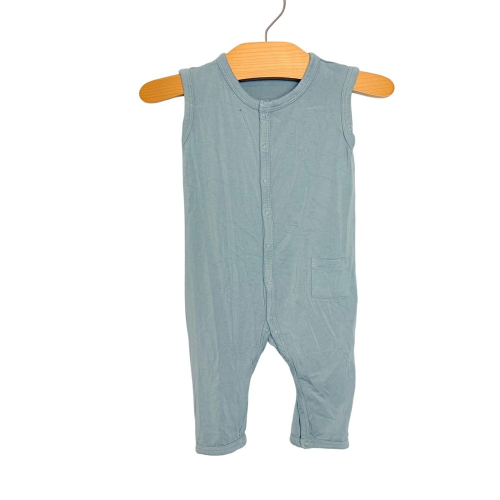Kyte Baby Bamboo Sleeveless Romper Sage Green Snap Front 6-12 Months Kids